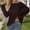 Brown, variant on Women's Oversized Mesh Knit Sweater Top Y2K Summer Long Sleeve Hollow Out Beach Coverup Loose Fit Crochet Pullover