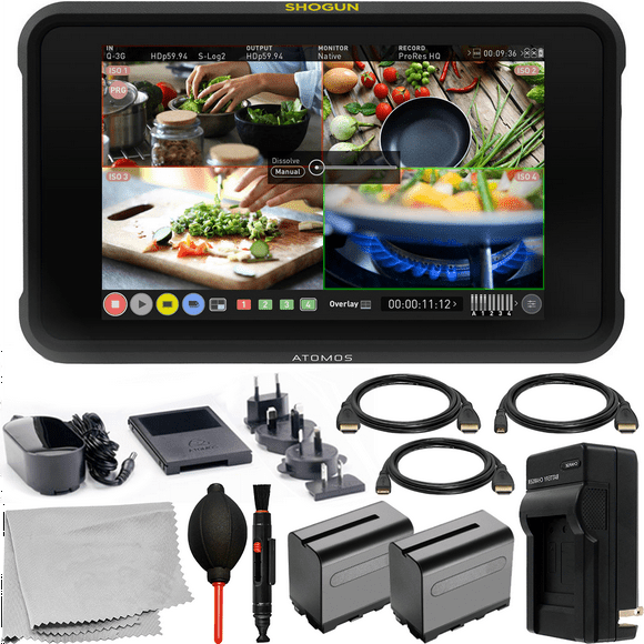 Atomos Shogun 7 HDR Pro/cinéma Moniteur-Enregistreur-Commutateur avec Lot d'Accessoires de Démarrage. Paquet Comprend: 2x NP-F975 Batteries, et Bien Plus Encore