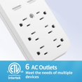 thumbnail image 3 of Extensor de pared con 6 salidas USB-C PD y protector contra sobretensiones, cargador de pared USB multienchufe, 2 puertos USB-A y USB-C de 20 W., 3 of 4