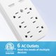 thumbnail image 3 of Extensor de pared con 6 salidas USB-C PD y protector contra sobretensiones, cargador de pared USB multienchufe, 2 puertos USB-A y USB-C de 20 W., 3 of 4