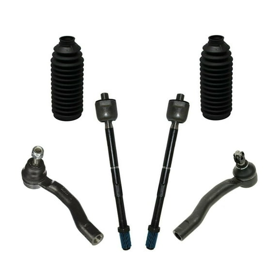 6 Pc Front Steering Gear Bellows   Inner & Outer Tie Rod Ends Fits LH RH Side Fits select: 2003-2008 TOYOTA COROLLA