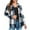 Blue, variant on IROINNID Women's Short Shacket Jacket Turndown Lapel Plaid Long Sleeve Plaid Coat Shirt Hoodless Casual Outwear, Wine