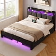 thumbnail image 6 of Greenstell Queen Bed with Headboard and Charging Station, Upholstered bed with 4 Drawers and RGB LED Lights,Dark Gray, 6 of 7