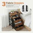 thumbnail image 2 of edx 3 Fabric Drawers Nightstand with Charging Station & USB/Type-C Ports and Outlets, Variable Light Strip Bedside End Table with Adjustable Feet for Bedroom, Rust Brown, 2 of 10