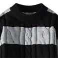 thumbnail image 5 of Fall Sweaters For Men Crewneck Loose Thickened Striped Knit Mens Workout Jacket,Grey,3XL, 5 of 6