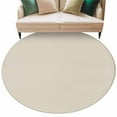 thumbnail image 2 of White Swan 5ft Round Rug, Farmhouse Solid Beige Color Modern Art Non-Skid Rubber Backing Large Area Rugs - Living Room Bedroom Home Office, Indoor Floor Mat Carpets Washable Rug, 2 of 9