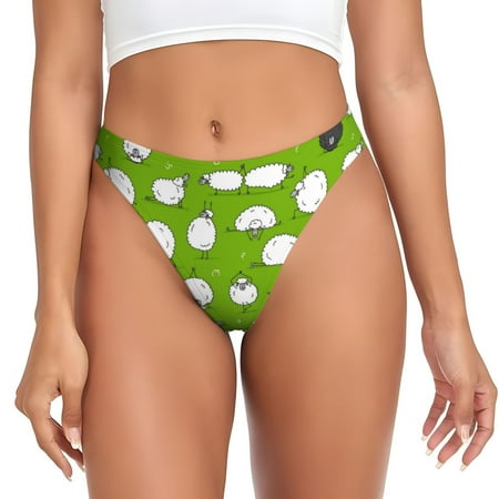 Sigee Funny Sheep Doing Yoga for Women s G-String Panty  Low Rise  Soft Lace Perfect for Everyday Wear or Special Occasions-Medium