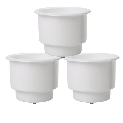 White, 6 PCS Amarine Made 6 Pack of Recessed Plastic Cup Drink Can Holder with Drain Hole for Boat Truck Car Table 