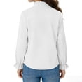 thumbnail image 4 of OGLCCG Girls Shirt Kids Ruffle Long Sleeve Stand Up Collared Uniform Shirt Tops Solid Color Formal Blouse for School 3-12 Years, 4 of 5