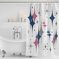 thumbnail image 2 of Red Blue Diamond Shower Curtain, Waterproof Shower Curtains for Bathroom, Modern Geometric Middle Century White Washable Fabric Bathtub Curtain Set Bath Decor with 12 Hooks Extra Long 72"x96", 2 of 6