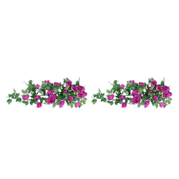 Bewildely Planta de flores artificiales rosas falsas hogar simulación colgante rosa de seda fiesta balcón jardín balcón sala de estar Type4 NO4