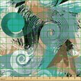 thumbnail image 2 of Ambesonne Geometric Fabric by the Yard Upholstery, Abstract Rounds Swirls, 5 Yards, Teal Camel Cadet Blue, 2 of 5