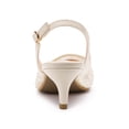 thumbnail image 2 of BLISSFUL STEP Women's Pointy Toe Lace Kitten Heels Slingback Pumps Shoes Beige 7, 2 of 8