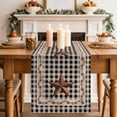 thumbnail image 2 of Table Runner 120 Inches Long for Kitchen Dining, Texas Star Vintage Dresser Scarf Farmhouse, Dining Table Decorations for Wedding/Parties, Retro Country Brown Stars Checkered 13 x 120 In, 2 of 8
