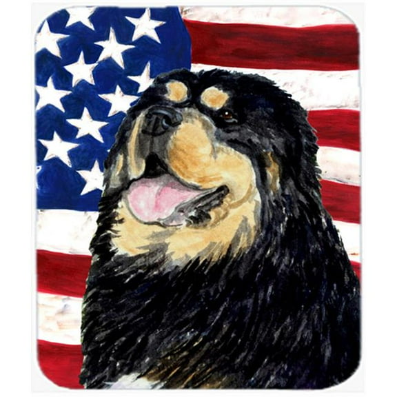 Carolines Treasures  Usa American Flag With Tibetan Mastiff Mouse Pad