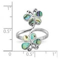thumbnail image 2 of 925 Sterling Silver Rhodium Plated Polished Abalone Double Butterfly Angel Wings Ring Size 8 2.1mm Wide Ring for Women, 2 of 2