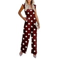 thumbnail image 2 of Women Casual Jumpsuit Spring Summer Ruffled Straps High Waist Jumpsuit Printed Jumpsuit Wide Leg Trousers Jumpsuit, 2 of 6