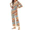 thumbnail image 2 of Womens Silk Pajamas Set Long Sleeves with Pants Lounge Satin Sleepwear S Apricot, 2 of 6