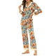 thumbnail image 2 of Pijama de seda para mujer INSPIRE CHIC, conjunto floral, botón, satén, ropa de dormir, XS, albaricoque, 2 of 5