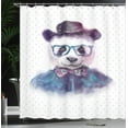 thumbnail image 4 of Ambesonne Funny Shower Curtain, Hipster Panda with Tie, 69"Wx84"L, Black Blue, 4 of 5