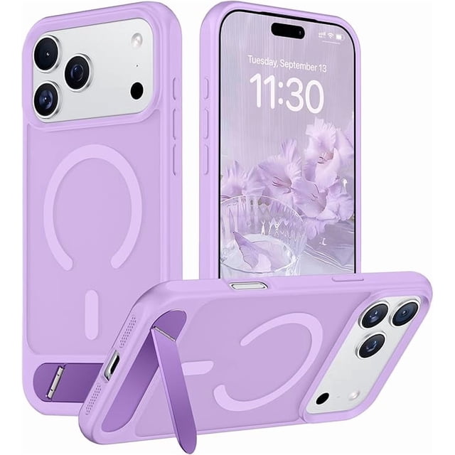Funda Delgada Mate con Soporte Oculto para iPhone 17 Pro Max 6.9", Negro