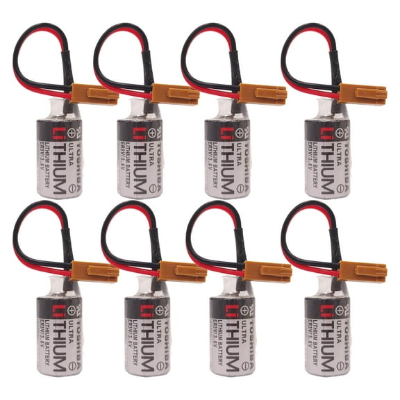 8 PCS CPM2A-BAT01 ER3V 3.6V 1000mAh PLC Battery with Small Brown Plug for CPM2A CQM1H PLC Spare Memory Batteries