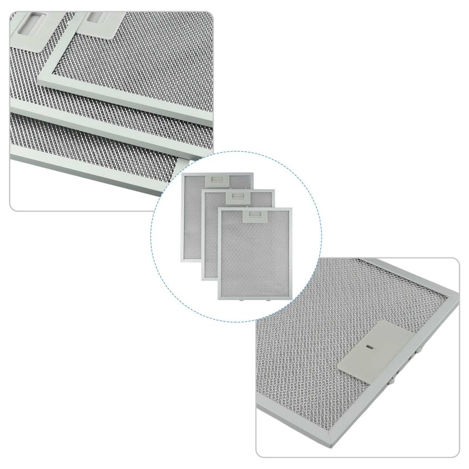 3Pcs Range Hood Filter Accessories Cooker Hood Grease Filter Kitchen Extractor Ventilation Aluminium Aspirator Filter Mesh