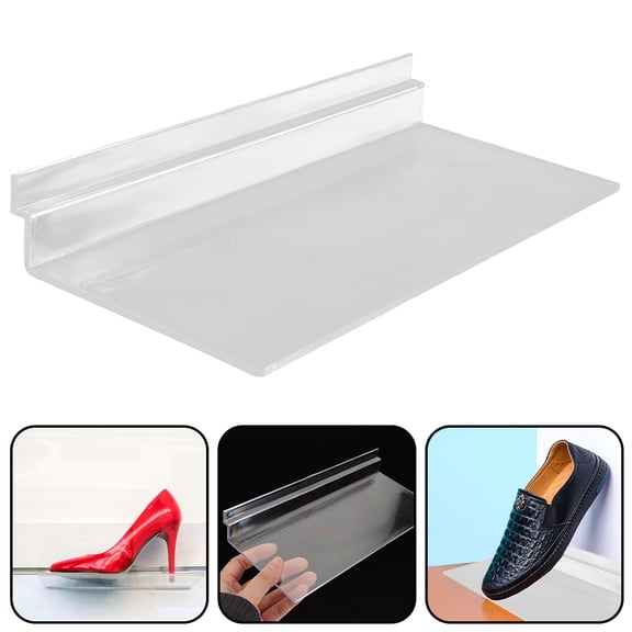 OUNONA 5pcs Clear Wall Shelf Slatwall Shelf Wall Shoe Shelf Retail Store Display Shelf