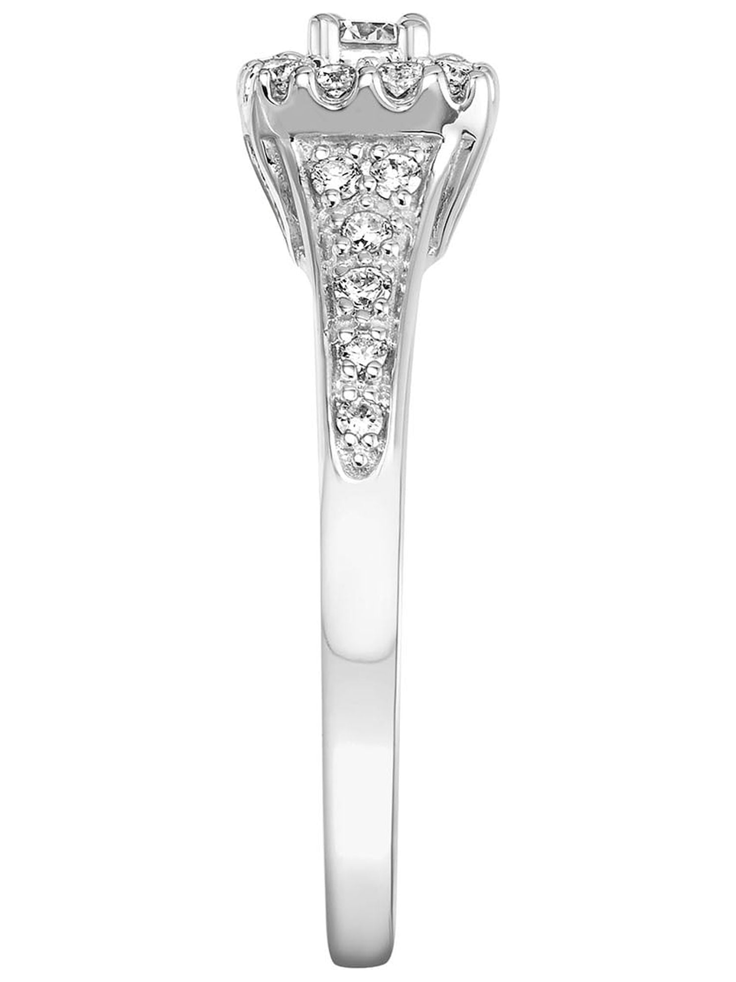 3/8ctw 14KT White Gold Square Genuine Certified Diamond "Rosea" Engagement Ring by Keepsake (H-I, I2)