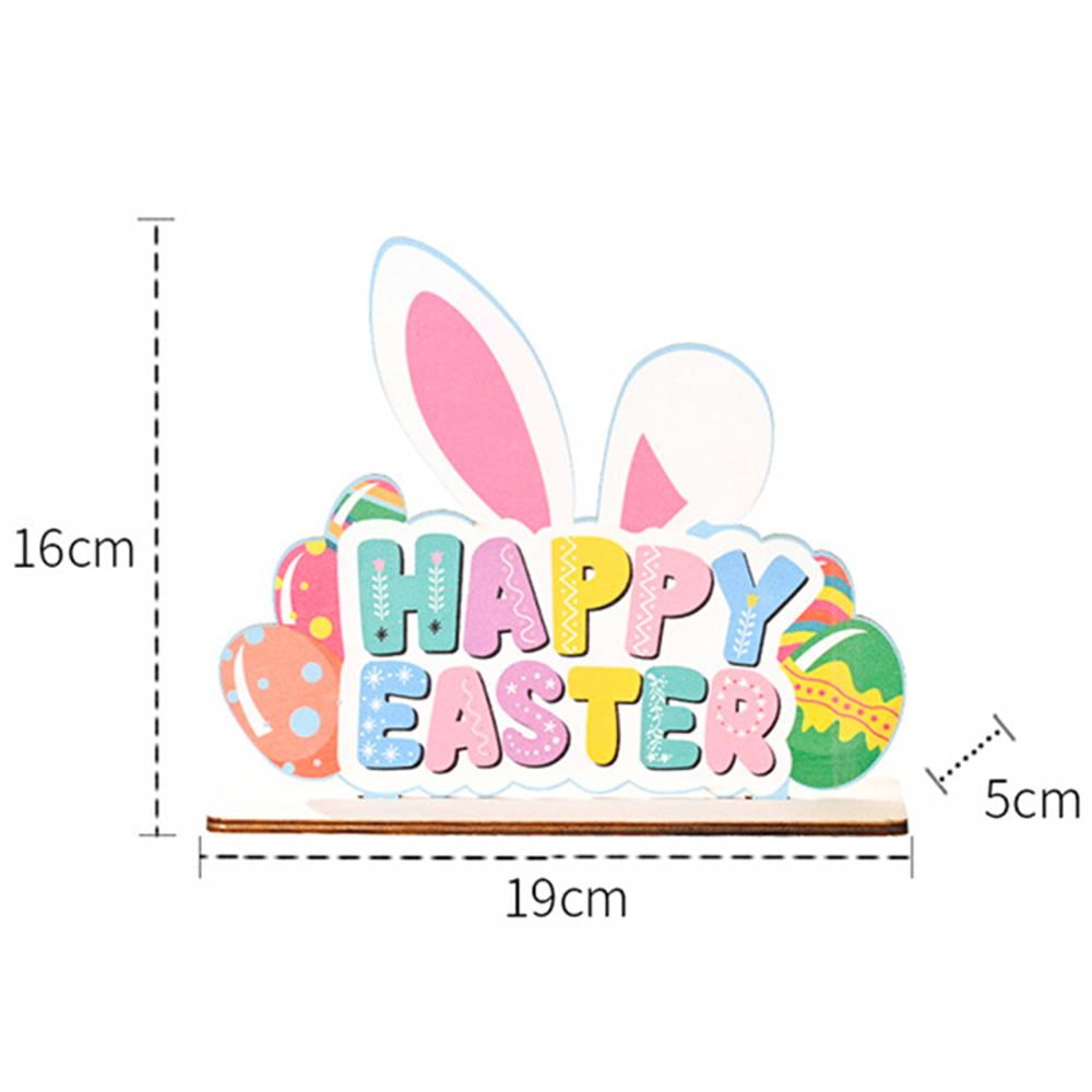 Happy Easter Wooden Signs Easter Tiered Tray Decorations Easter Bunny  Rabbits Tabletop Signs Religious Decor Sign Spring Seasonal Decor for Home  Tabletop Decorations 