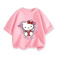 thumbnail image 4 of 2024 Ropa infantil Verano Camiseta con estampado de Hello Kitty Camiseta de moda infantil Camiseta de manga corta Top de cuello redondo para niñas, 4 of 5