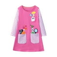 thumbnail image 3 of HILEELANG toddle Girls Long sleeved Dresses Christmas Casual Winter Cotton Casual Cute Party Cartoon Striped printing Pattern Dress 3Y, 3 of 7