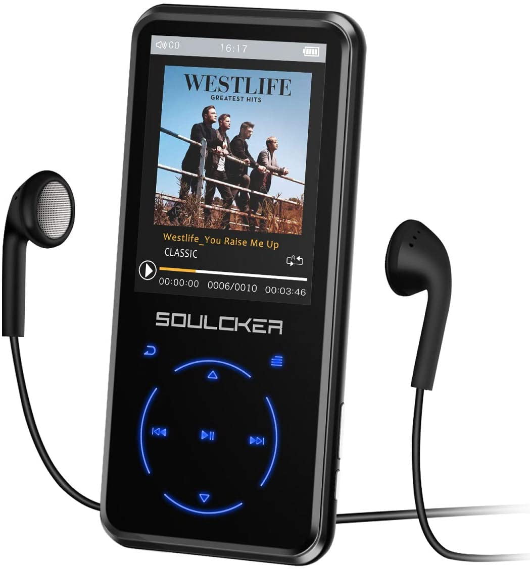MP3 Player with Bluetooth 16GB Portable Music Player with Earphone Speaker FM Radio Voice Recorder E-Book Picture Video Player 
