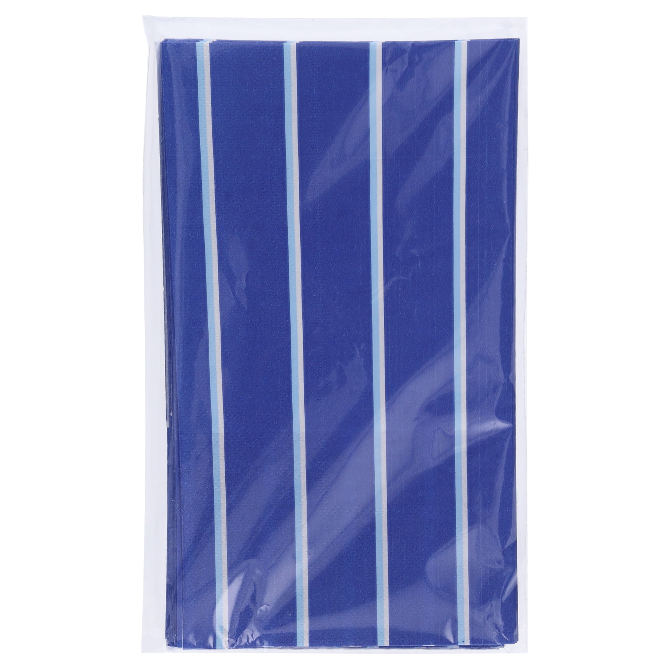3" x 7" Disposable Blue Striped Paper Napkins, 16 Count, by Way To Celebrate