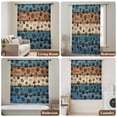 thumbnail image 5 of Navy Blue Brown Semi Sheer Curtains Drapes for Living Room, Bedroom, French Doors Window 63 Inches Long, Rustic Farmhouse Dog Paw Vintage Rod Pocket Chiffon Curtain Drapery Voile Draperies Panel, 5 of 8