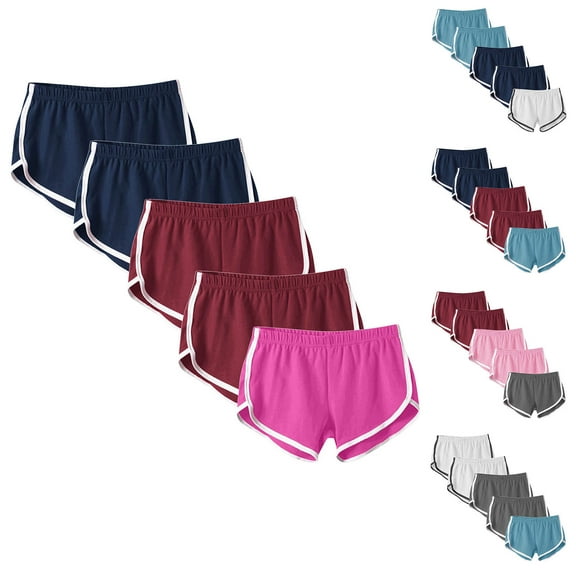 POROPL 5 Pack Shorts for Women Summer Fashion Elastic Waist Casual Beach Sports Yoga Shorts