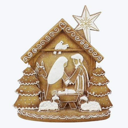 YI Christmas Decor -Gingerbread Nativity Holy Family Stable Figurine Scene
