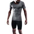 thumbnail image 4 of Cadmus Men's 3 Pack Compression Athletic Undershirts , Workout Gym Baselayer T-Shirts Tops ,0011#,Black / Grey / Navy,XX-Large, 4 of 7