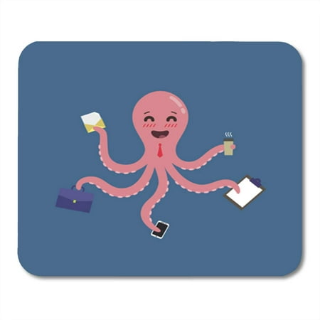 SIDONKU Worker Happy Octopus Multitasking Businessman Effective Manager Flat Action Mousepad Mouse Pad Mouse Mat 9x10