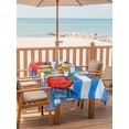 thumbnail image 2 of Outdoor Tablecloth with Umbrella Hole for Patio/Picnic/Party/Camping, Children's Day Waterproof Table Cloth Rectangle Table Cover Washable, Cartoon Pencil Watercolor Blue Striped (60"x 120"), 2 of 8