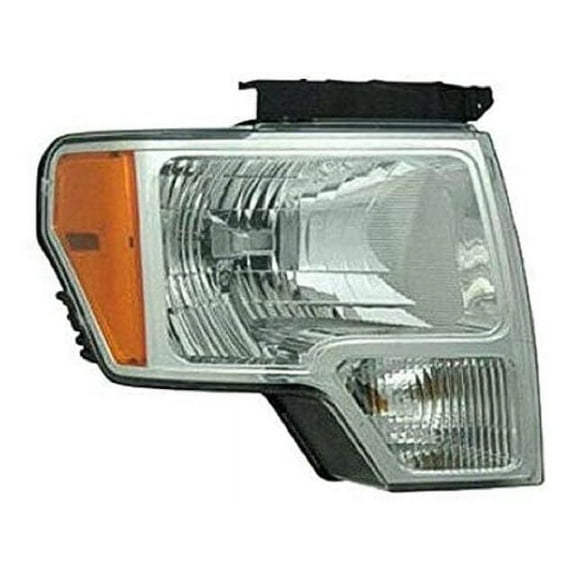 Right Passenger Side Headlight Assembly - with Chrome Trim - Compatible with 2009 - 2014 Ford F-150 (Except Hrly-Dvsn and SVT Models) 2010 2011 2012 2013