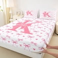 thumbnail image 3 of Homewish Bowknot Letter Monogrammed K 3pcs Twin Sheet Sets for Teens Female Girls,Dreamy Princess Twin Fitted Sheet,Love Heart Print Breathable Flat Sheet,Ultra Soft Home Decor, 3 of 6