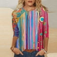 thumbnail image 2 of Wanfds Hauts et Blouses de Mode Multicolores Col Rond Manches Trois-Quarts m, 2 of 5