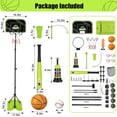 thumbnail image 6 of 4 in 1 Kids Basketball Hoop and Tball Set for kids 3-5, Adjustable Height Toddler Basketball Hoop, Hanging Tee Baseball with Automatic Pitching Toddler Birthday Gift Outdoor Toys for 3-12 Years Old, 6 of 6