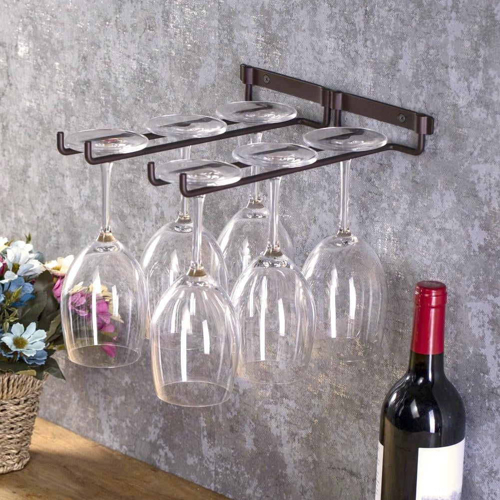 Hanging Metal WineCup Rack Bar Rack Wine Stemware Glass Bottle Goblet Holder Set 