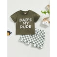 thumbnail image 2 of Faithtur Vêtements d'Été pour Garçons Ensemble 2 Pcs T-Shirts à Manches Courtes Col Rond Imprimé Lettre et Shorts à Damier, 2 of 9