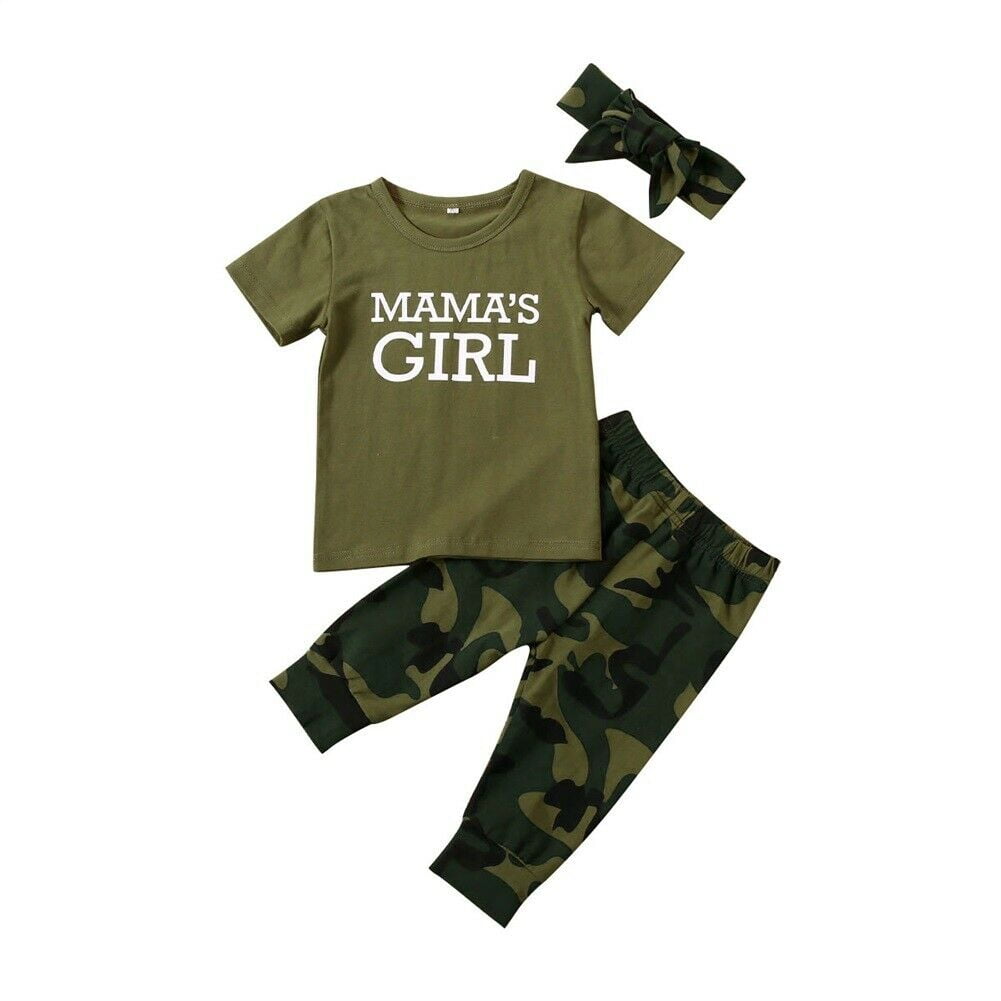2pc Newborn Infant Baby Boy Clothes Camouflage T-shirt Tops+Pant Outfit Set 