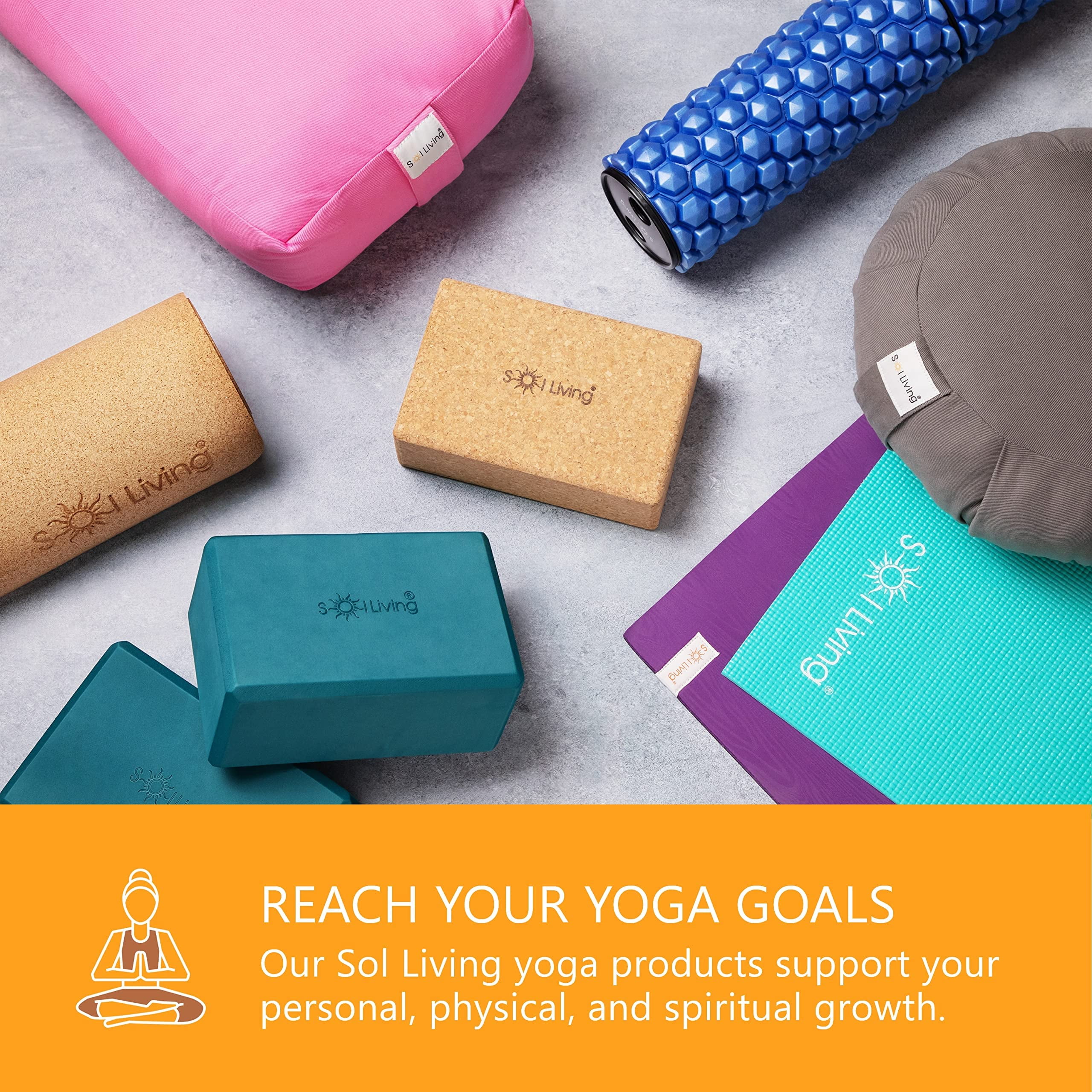 Sol Living Natural Cork Yoga Mat Yoga Mat Stretching Pilates Meditation Exercise Mat Gym Equipment Non Slip Portable Travel Yoga Accessories Foldable Workout Mat - 24" x 72"
