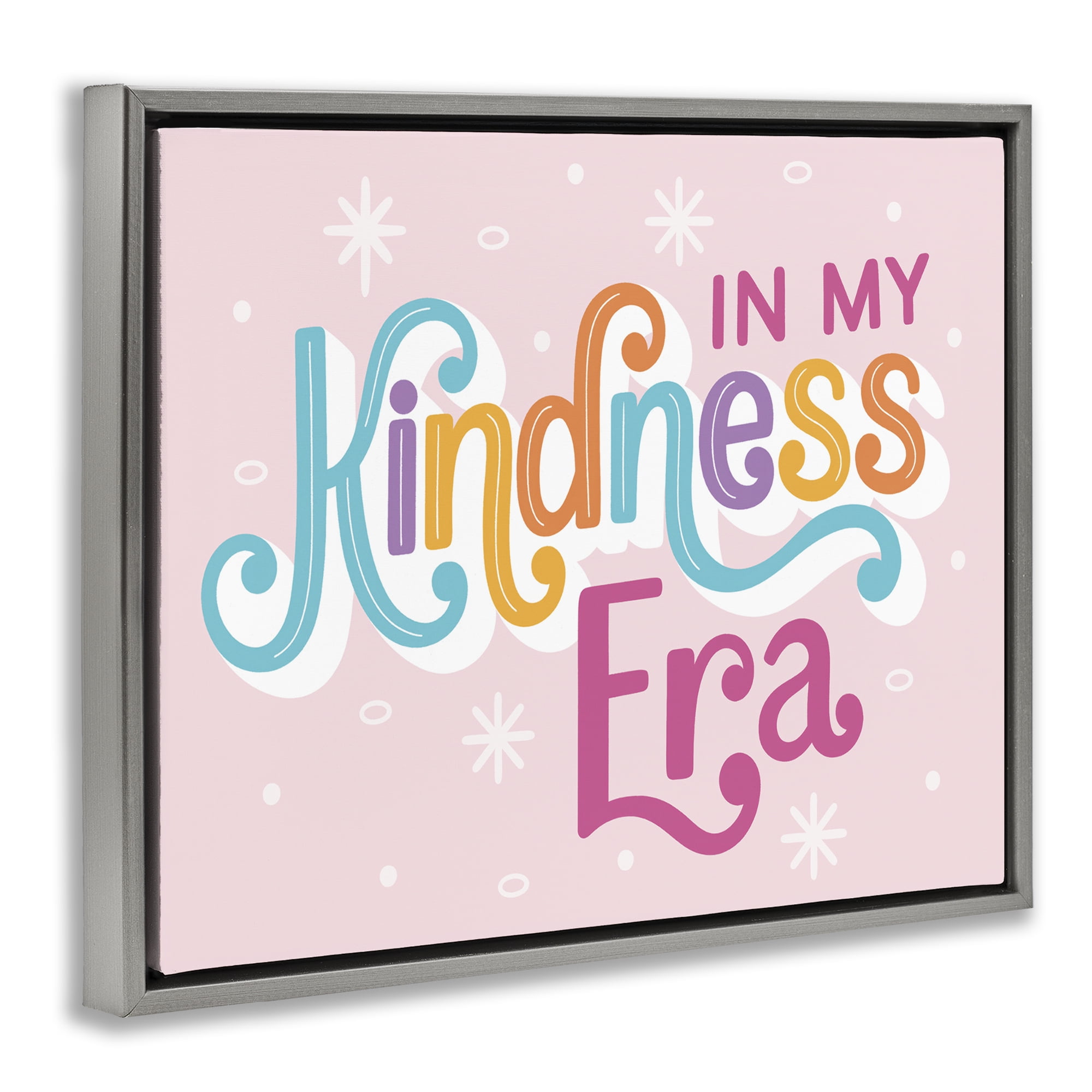 Stupell Industries Pastel Kindness Era Text & Numbers Painting Gray Floater Framed Canvas Art Print Wall Art, 31 x 25