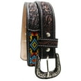 thumbnail image 3 of 31-32  Kids Child Youth 1-1/4" Wide Western Floral Tooled Purple Beaded Leather Belt 26FK45C, 3 of 3